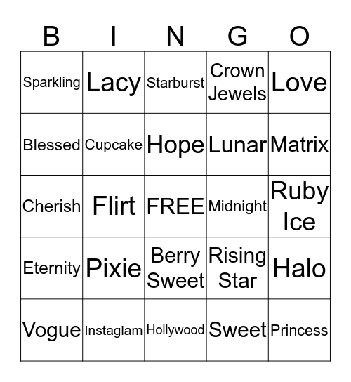 Blingo Bingo with Park Lane Bingo Card