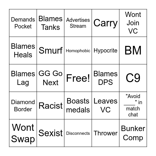 Overwatch Bingo Card