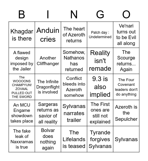 9.2 Reveals and Trailer Bingo Card