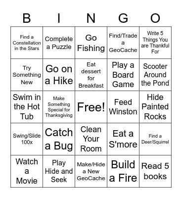 Beaver's Bend Bingo Card