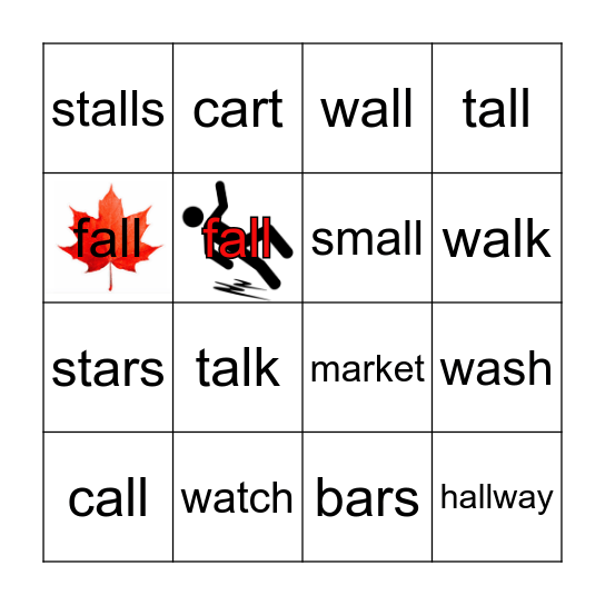 -all      -ar       wa-     WORD BINGO Card