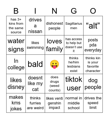 kyos red flags 😵‍💫❣️✔️🥴🥶😮‍💨 Bingo Card
