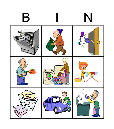 Bingo - Household Chores Bingo Card