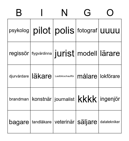 YRKES- Bingo Card