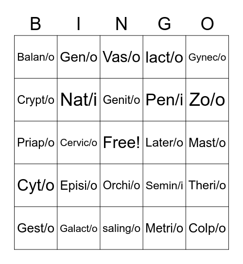 Reproduction Bingo Card