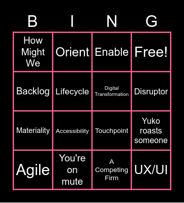 X&I All Hands - November Bingo Card