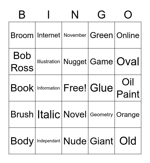 ART CLASS Bingo Card