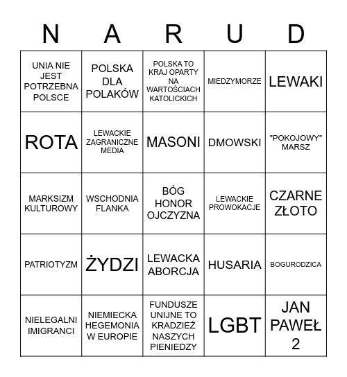 NARODOWCY BINGO Card