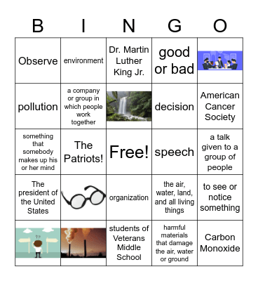 Week 2 Vocabulary Bingo Card