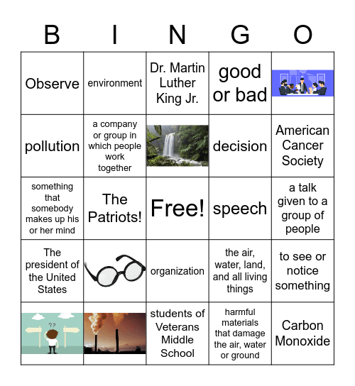 Week 2 Vocabulary Bingo Card