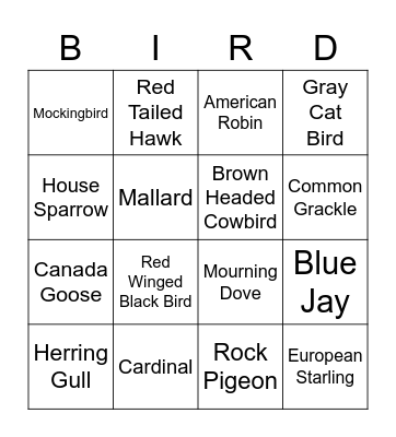 Bird Bingo Card
