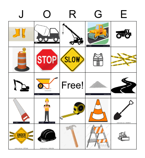 Construction Zone Bingo Card