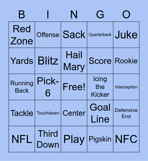 Football Bingo Card