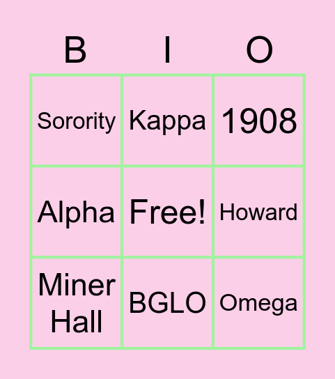 Retired Sorors Seasons of Thanksgiving Bingo Card