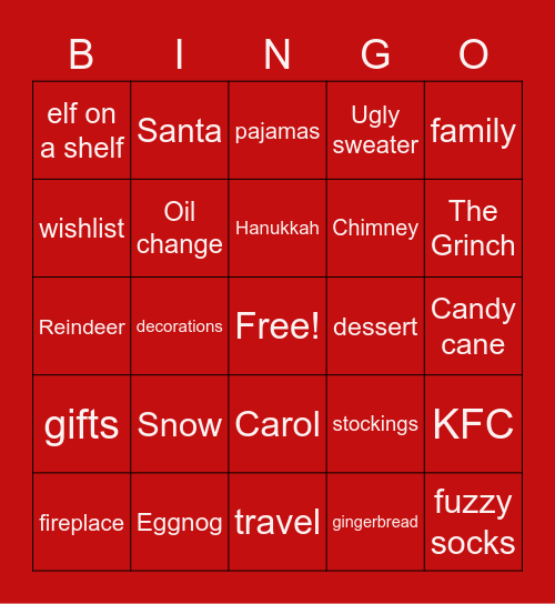 HOLIDAY BINGO Card