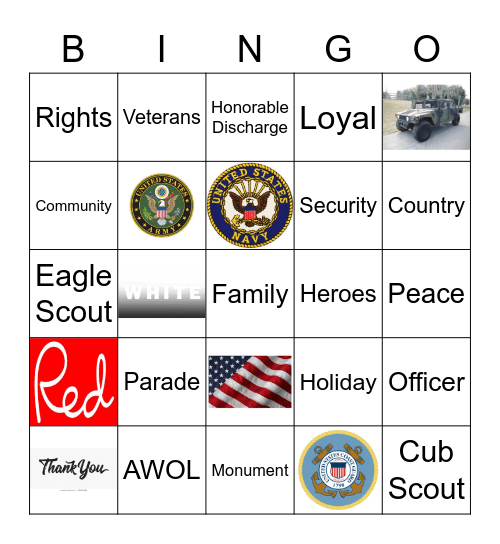 Veterans Day BINGO - Cub Scouts Bingo Card