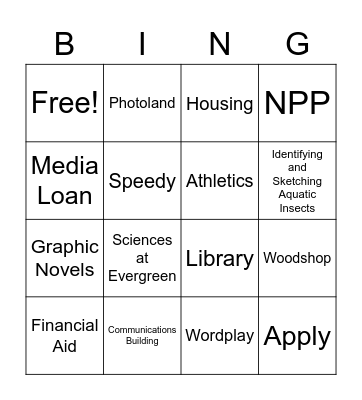 Evergreen Preview Day Bingo Card