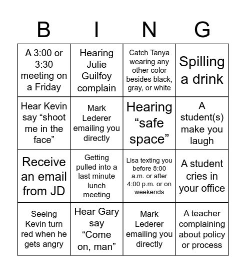 BOD Bingo Card