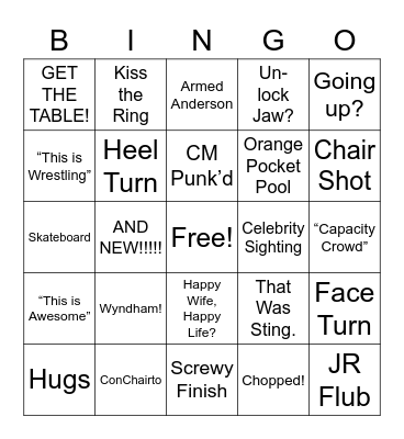 AEW Full Gear Bingo Card