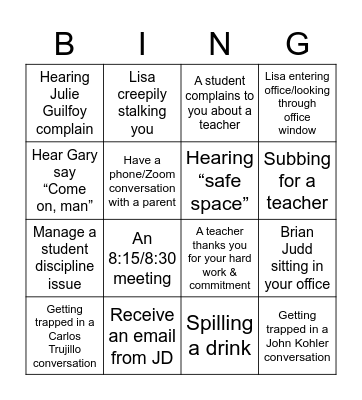 BOD Bingo Card