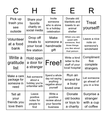 Starbucks season of cheer bingo Card