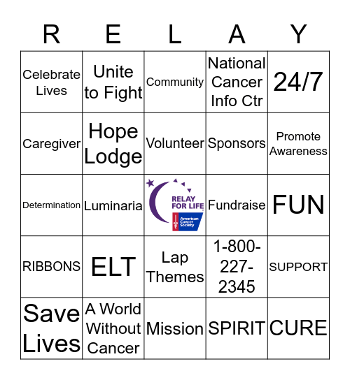 RELAY FOR LIFE Bingo Card