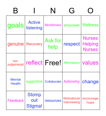 TPAPN Peer Support Bingo Card