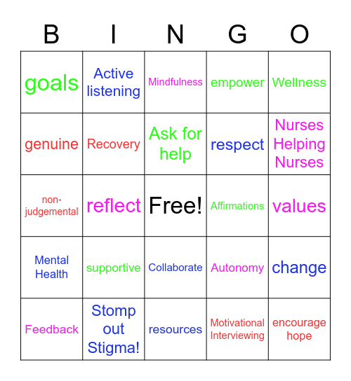 TPAPN Peer Support Bingo Card