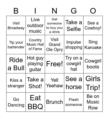 NASHVILLE Bingo Card