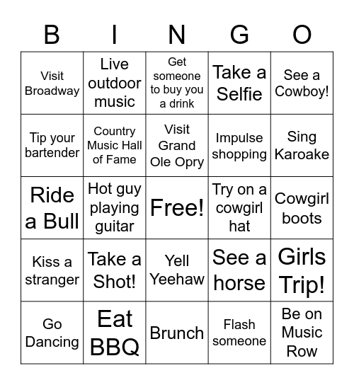 NASHVILLE Bingo Card