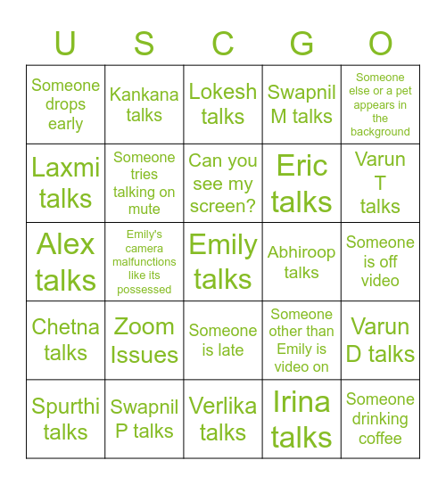 Tableau Training Bingo Card