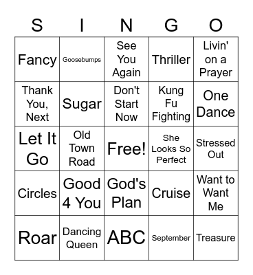 SINGO Bingo Card
