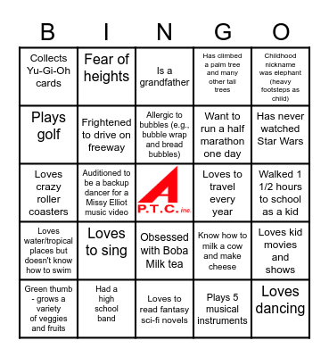 APTC Employee Bingo Card