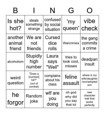 DUMBASSES PLAYING DND Bingo Card