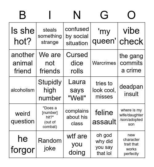 DUMBASSES PLAYING DND Bingo Card