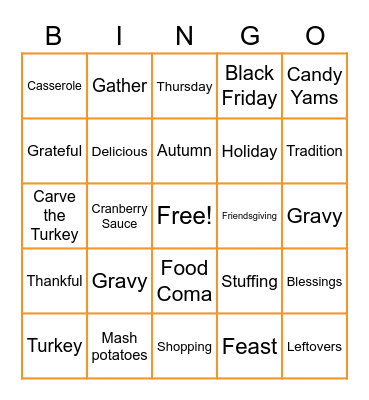 Friendsgiving Bingo Card