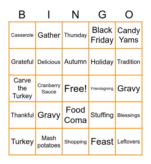 Friendsgiving Bingo Card