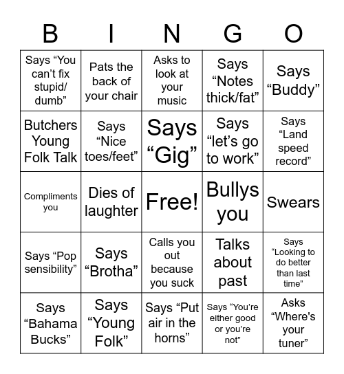Elder Bingo Card