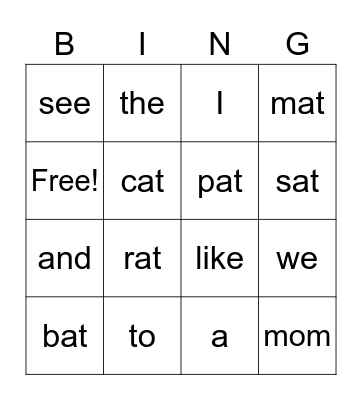 kinder Bingo Card