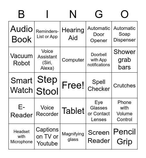 Accessibility Bingo Card