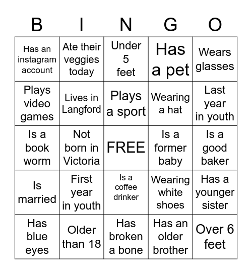 Central Youth Bingo Card