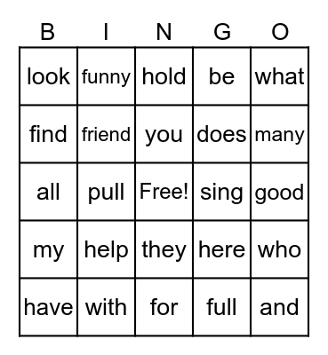 Unit 1-5 Bingo Card