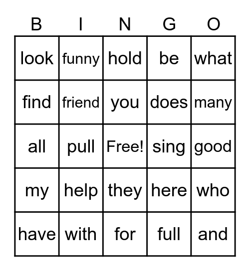 Unit 1-5 Bingo Card