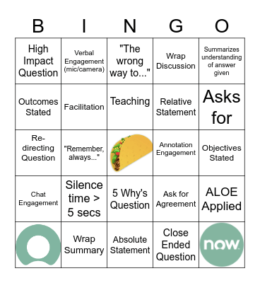 Facilitation BINGO Card