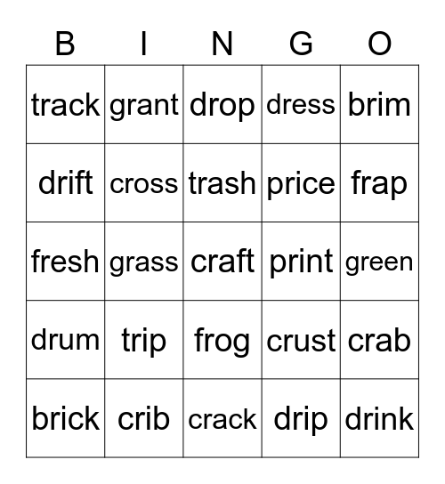 R BLEND BINGO Card