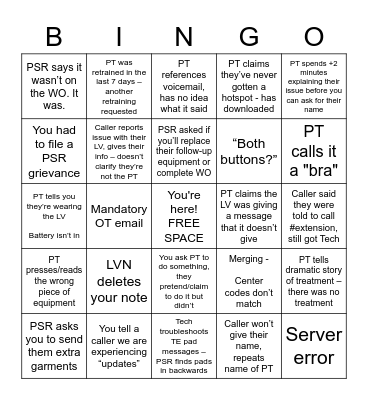 Tech Support 7 Bingo Card