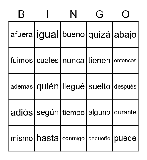 Bingo 1.2 Bingo Card