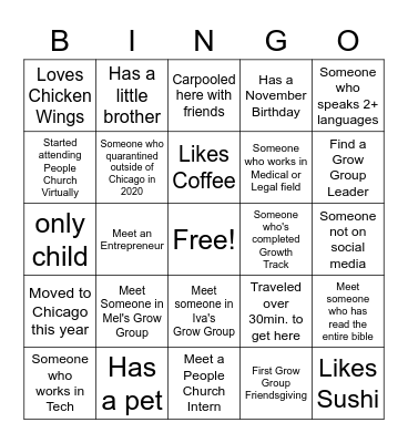 Friendsgiving Bingo Card