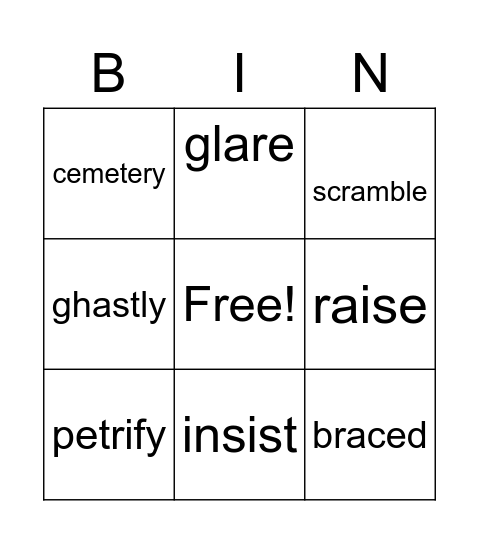 vocab Bingo Card