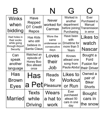 DriveTime Buyers Meeting 2015 Bingo Card